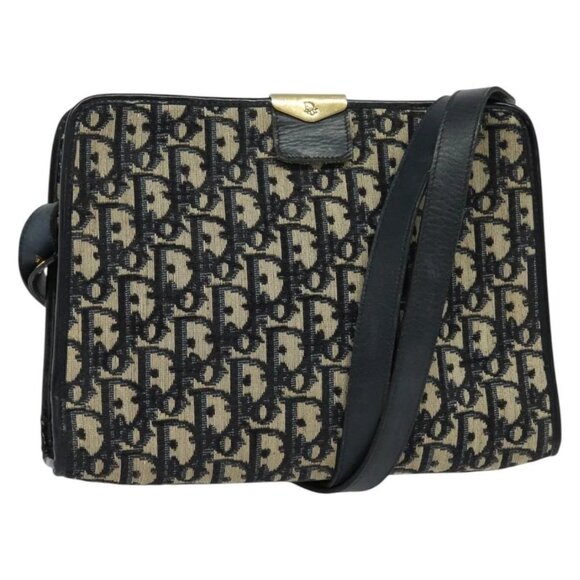 Christian Dior Trotter Canvas Shoulder Bag Navy Gold Auth ep10451 - Picture 2 of 16